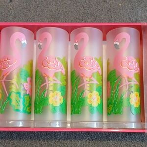 Flamingo Frosted Glass Set